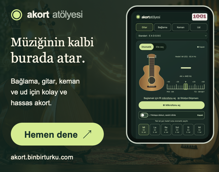 Akort Atölyesi: gitar, bağlama, keman ve ud için online akort. Hemen dene.